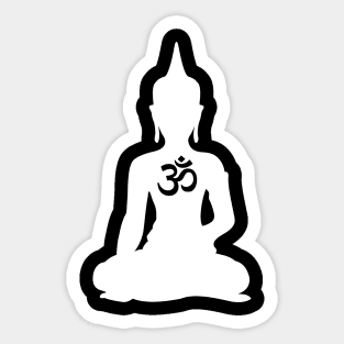 Om White Buddha Sticker